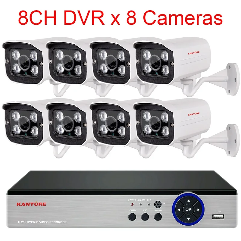 KANTURE h.265+ 8CH 4K Ultra HD cctv dvr комплект 8MP камера ночного видения система безопасности IP66 Водонепроницаемый P2P комплект видеонаблюдения - Цвет: 8CH DVR x 8 Camera