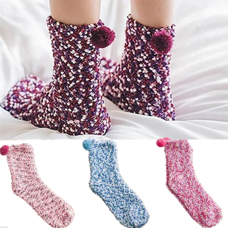 9Colors Winter Women Girl Coral Fleece Terry Breathable Cake Shaped Thickening Floor Socks Cute Cotton | Женская одежда
