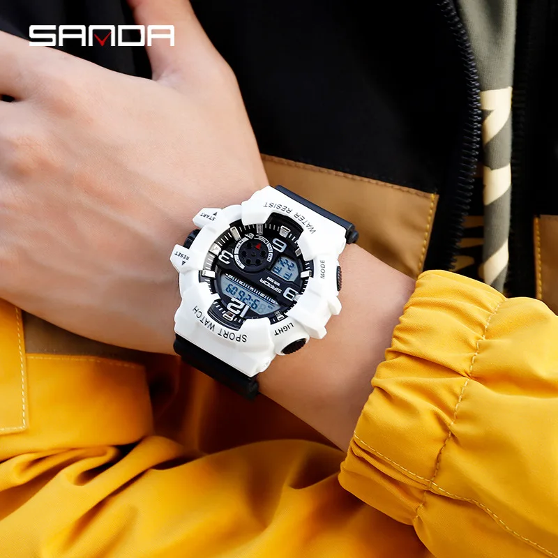 

Sanda New Brand Men's Sports Watch Digital Luminous Waterproof LED Watch Multifunction Mens Wristwatch Electronic Minitary Watch