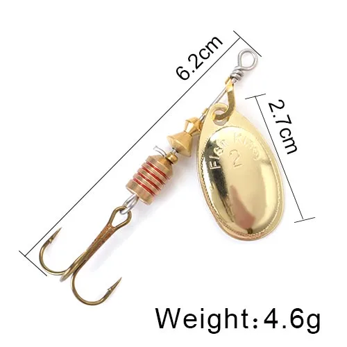 FISH KING Spinner Bait 3.9g 4.6g 7.4g 10.8g 15g Spoon Lures pike Metal With Treble Hooks Arttificial Bass Bait Fishing Lure as photo