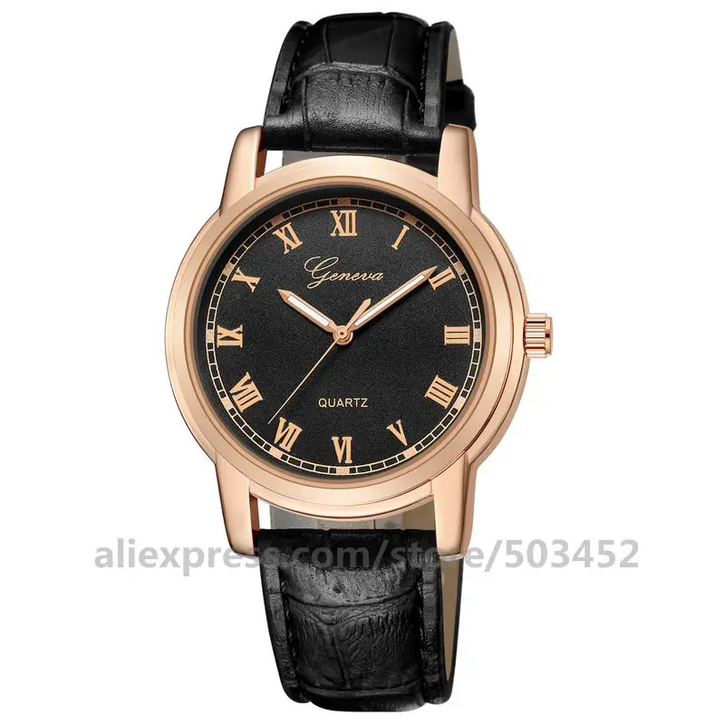 black rose black 100 шт./лот, модные часы Geneva 671, кожаные спортивные часы для мужчин, высокое качество, простые наручные часы,, повседневные часы - Color: black rose black
