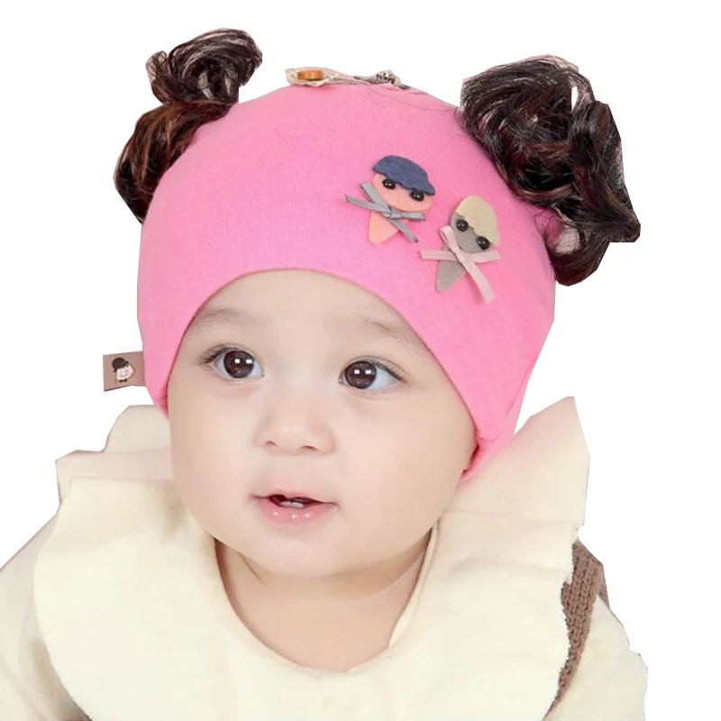 Милая шапка для маленьких девочек, милый мультяшный парик, дизайнерская Осенняя теплая Кепка головной убор, аксессуары