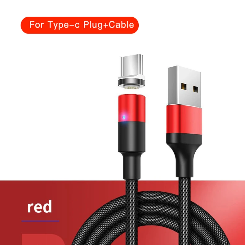 Магнитный зарядный кабель 3A Micro USB кабель для iPhone X XS XM XR магнитное зарядное устройство type C зарядный шнур USB C зарядное устройство Кабо для samsung - Цвет: Red For Type C