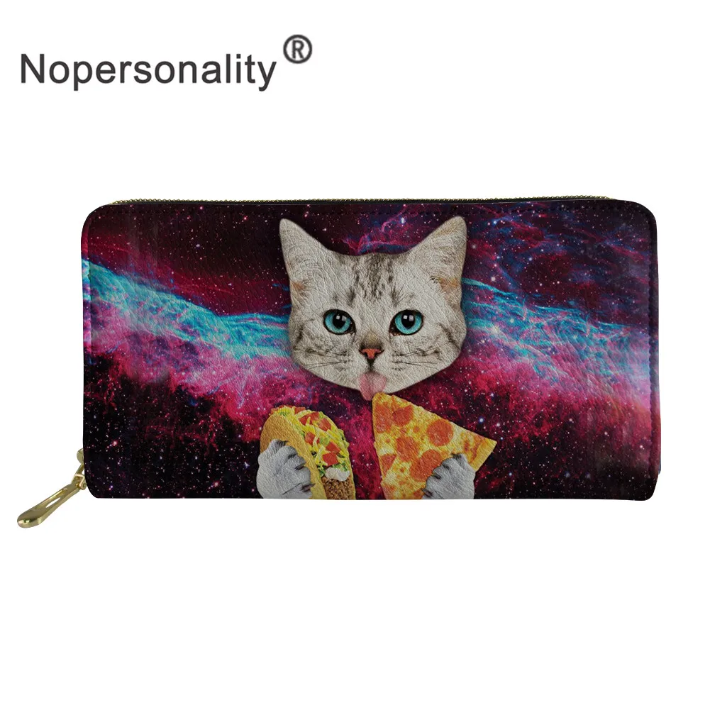 Nopersonality, 3D, джинсовый, с принтом кота, забавный, кожзам, кошельки, водонепроницаемые, женские, повседневные, кошельки, длинный кожаный кошелек, сумка для денег для дам - Цвет: Z2106Z21