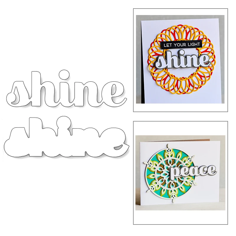 2020 New English Words Shine and Silhouette Metal Cutting Dies For Cut Paper Craft Making Greeting Card Scrapbooking NO Stamps | Дом и сад