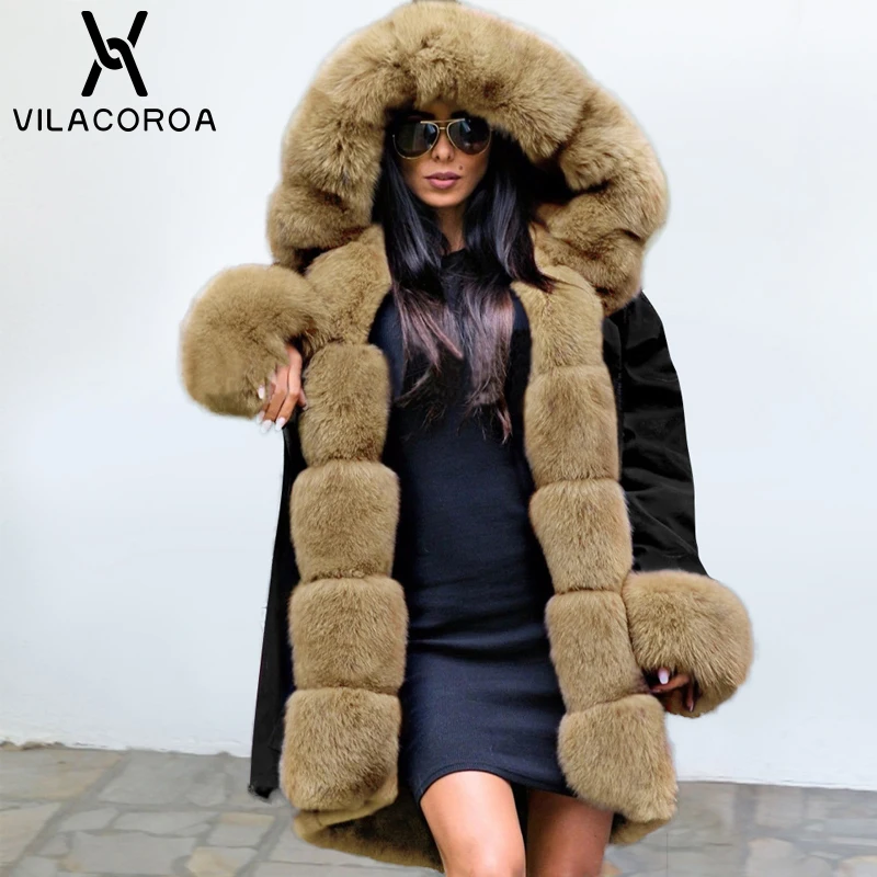 

Women Winter Thicken Hooded Padded Coat Black Long Sleeve Cotton Woman Fur Coat Plus Size Long Parka Jacket Jaqueta Feminina