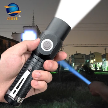 

Ultra Bright LED Flashlight with XML T6 LED Lamp Beads Waterproof Torch Zoomable 3 Lighting Modes Multi-function USB Charging