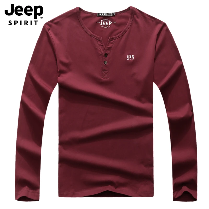JEEP SPIRIT Новая Осенняя футболка мужская с круглым вырезом и длинным рукавом мужская футболка Homme пять цветов футболка Homme