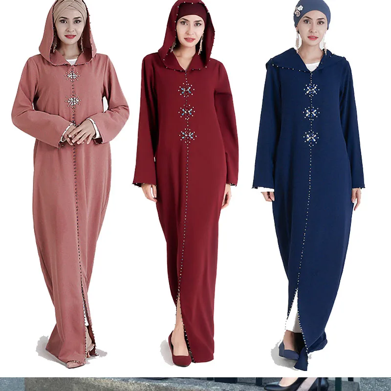 Diamonds moroccan kaftan Abaya women robe arabe Muslim Hijab Dress Hoodies Kaftans Dubai Turkey Abayas For Women Caftan Robe