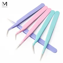 LadyMisty Нержавеющая сталь пинцеты прямые, изогнутые пинцеты для ногтей/накладные ресницы для наращивания, высокая точность пинцет