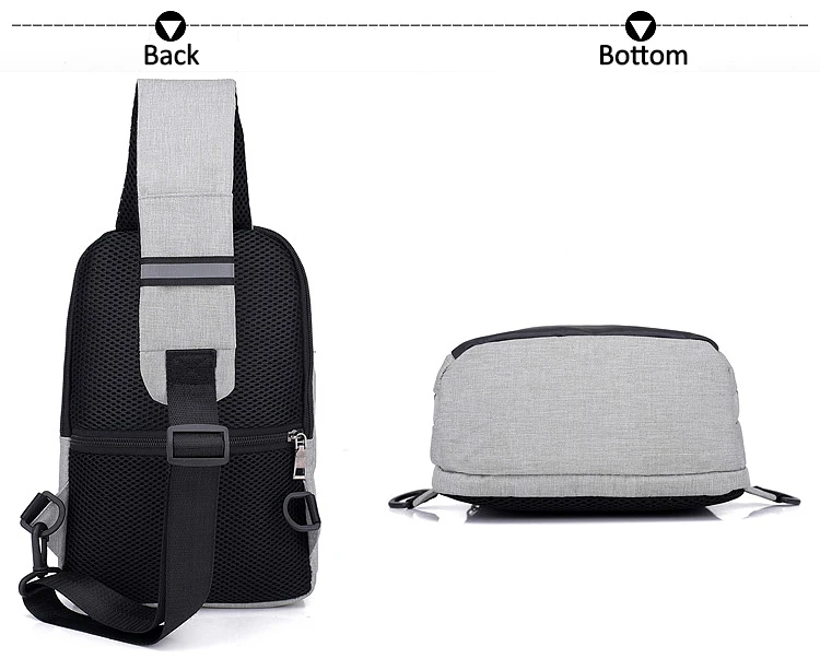 Men's Shoulder Crossbody Bags USB Charging Chest Pack Casual Man Messenger Bags