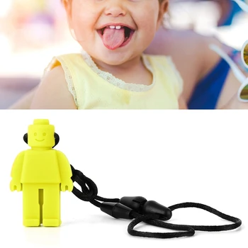 

Baby Teether Rainbow Brick Robot Sensory Chew Necklace for Teething Autism Biting Chewing Baby Care Free