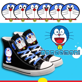 

Cute Anime Doraemon Women Men Sneakers Canvas Shoes Cosplay Cartoon Casual Shoes Teenagers Boys and Girls Students Shoes Black