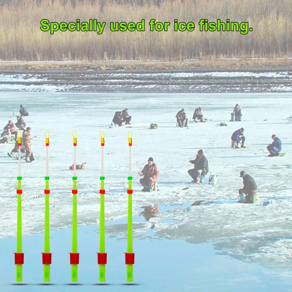 5Pcs Good Ice Fishing Poles White Ice Fishing Rods Retractable Flexible  Buoy Fishing Extension Sticks