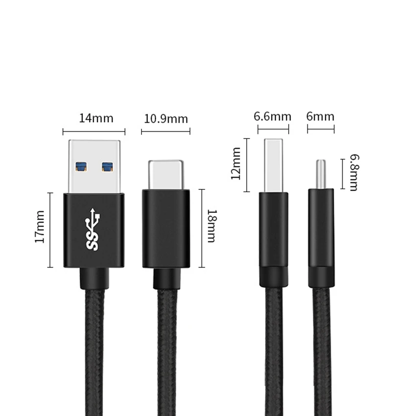 Usb type-C кабель 3 фута нейлоновая оплетка usb type A-C быстрое зарядное устройство шнуры для samsung Galaxy Note 9 8, S8 S9 S10 Plus Google Pixel LG