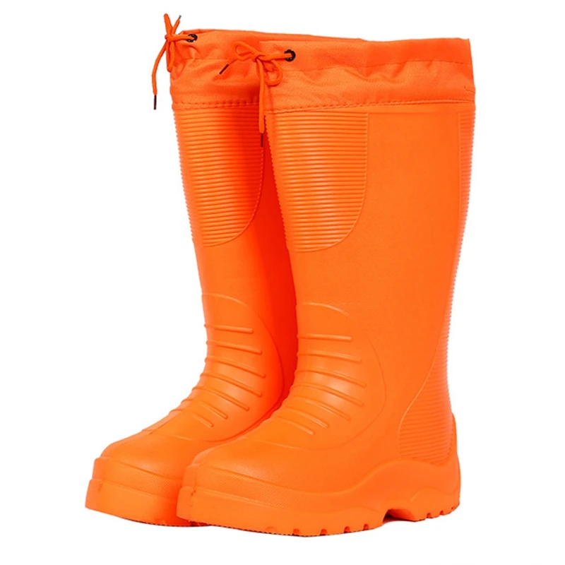 Shoes Men Winter Long Waterproof Snow Boots Rubber Rianboots Plus Velvet Warm EVA Rain Boots Lightweight Non-slip Shoes winter snow boots men boots EXCARGO
