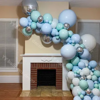 

136pcs Balloon 1 Kit Balloon Arch Tiffany Blue Sliver 4D Wedding Bridal Shower Birthday Party Baby Shower Decoration