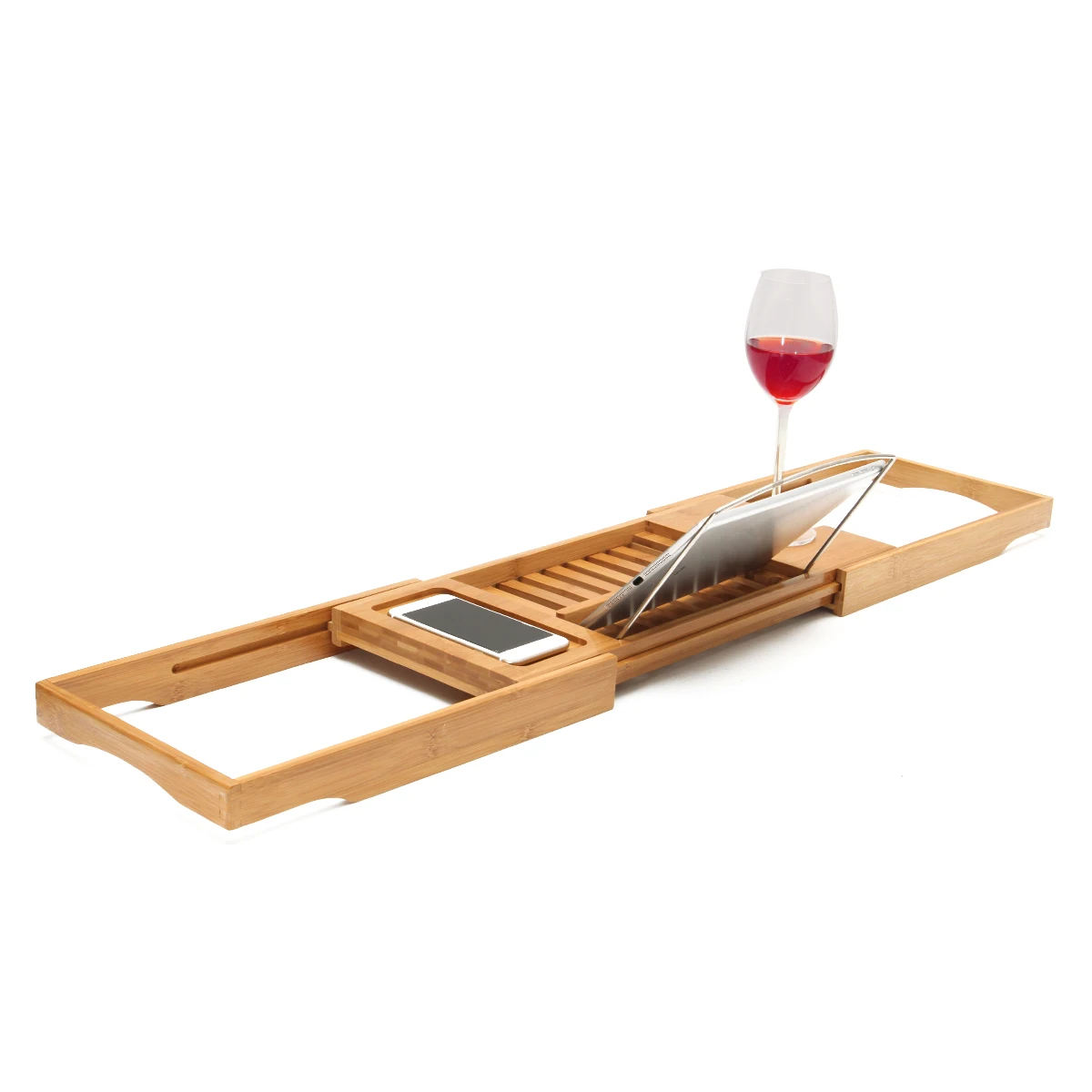 Extendable Bathroom Shelf Bathtub Shower Tray Bamboo Bath Tub Rack Towel Wine Book Holder Storage Bandeja ba&ntilde;era полка для ванно