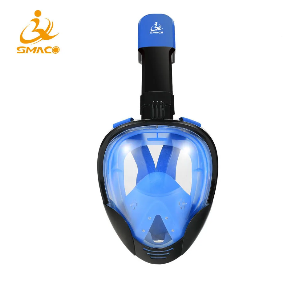 Black-Blue SMACO Новая маска для дайвинга для всего лица, Подводная маска для подводного плавания, противотуманные маски для подводного плавания, водонепроницаемая одежда для плавания, подходит для Gopro SJCAM - Цвет: Black-Blue