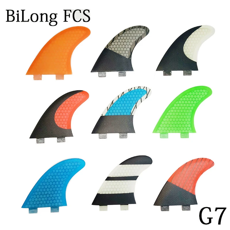 New Surfboard Fins 3pcs Set For Bilong Fcs Box G7 Size Fiberglass 