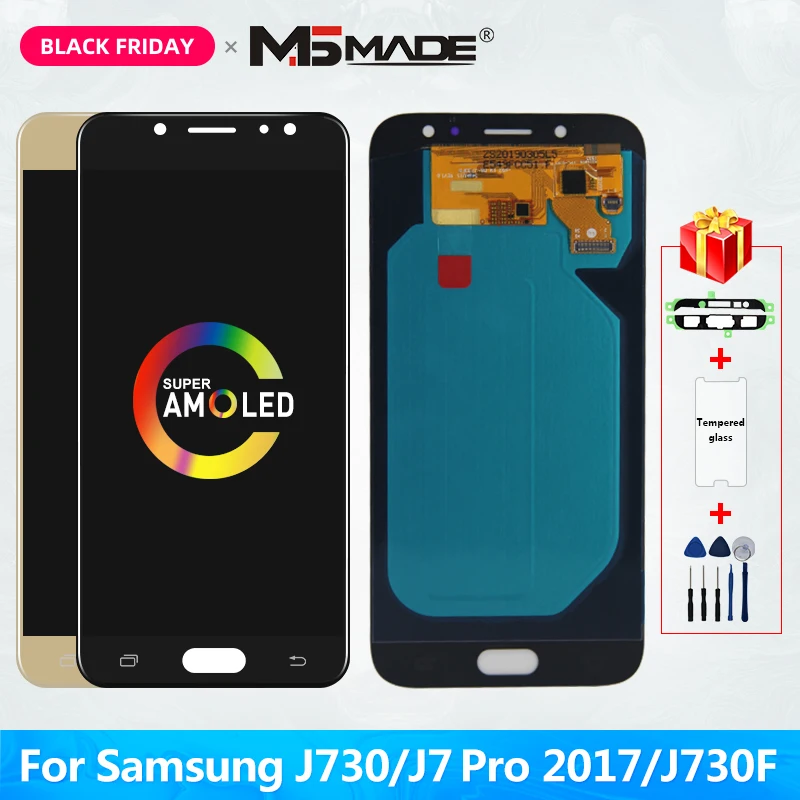 Najtaniej Oryginalny super amoled LCD do samsunga Galaxy J7 Pro 2017 J730 J730F wyświetlacz LCD i montaż digitizera ekranu dotykowego części