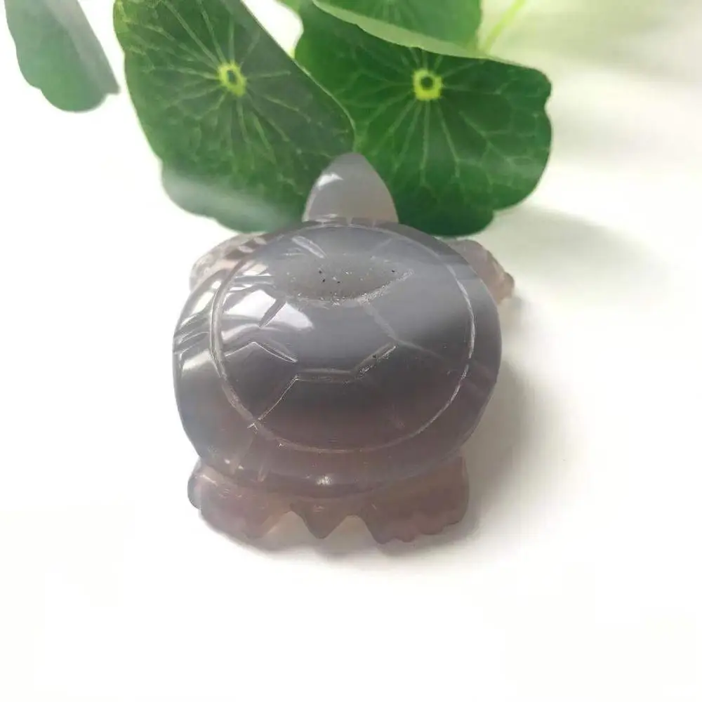 Натуральный агат геодная черепаха Drusy Druse фигурка животного Кристалл кварц драгоценный камень ручной резное Исцеление Камень домашний Декор подарок
