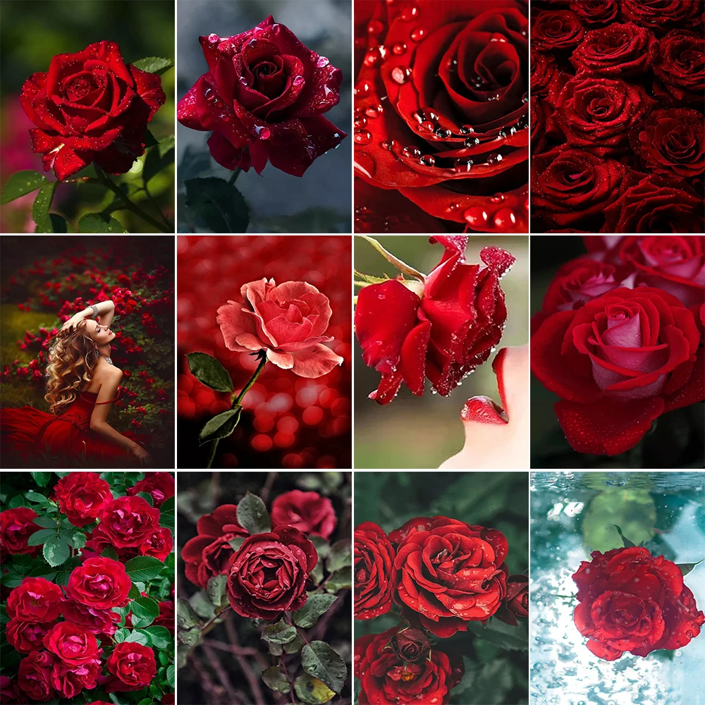 5D Diy Diamond Painting Red Rose Flower Mosaic Full Square Round Embroidery Cross Stitch Romantic Girl Gift Home Decor | Дом и сад