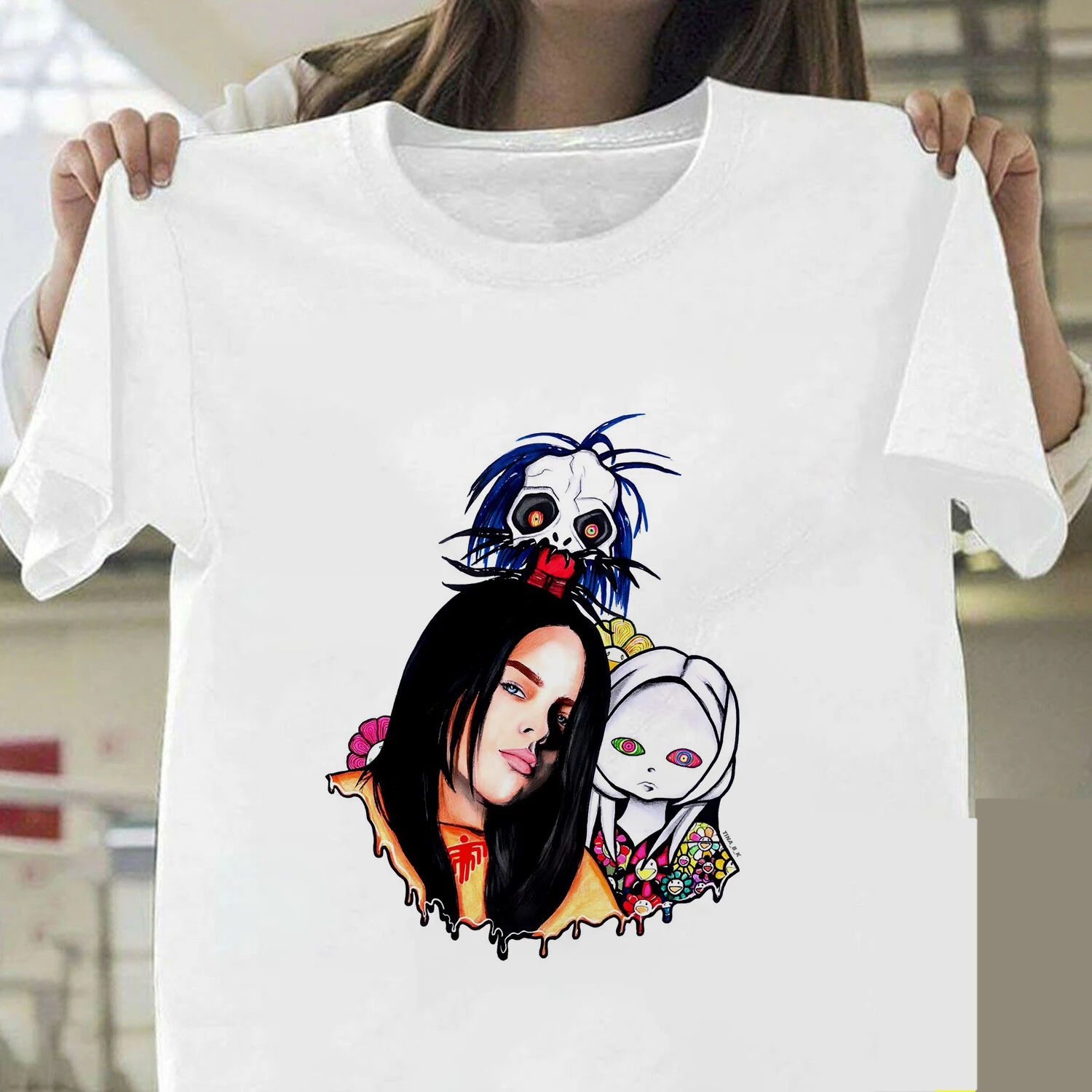 Billie Eilish Футболка Harajuku Fans белая хлопковая Мужская Camiseta Mujer Лидер продаж мужской эстетический Топ Футболка размера плюс уличная одежда крутая