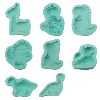

8pcs/set Chocolate Baby Shower Toppers Cupacke Cake Decoration Dinosaur Shape Baking Tool Kitchen Silicone Mold Home Fondant DIY