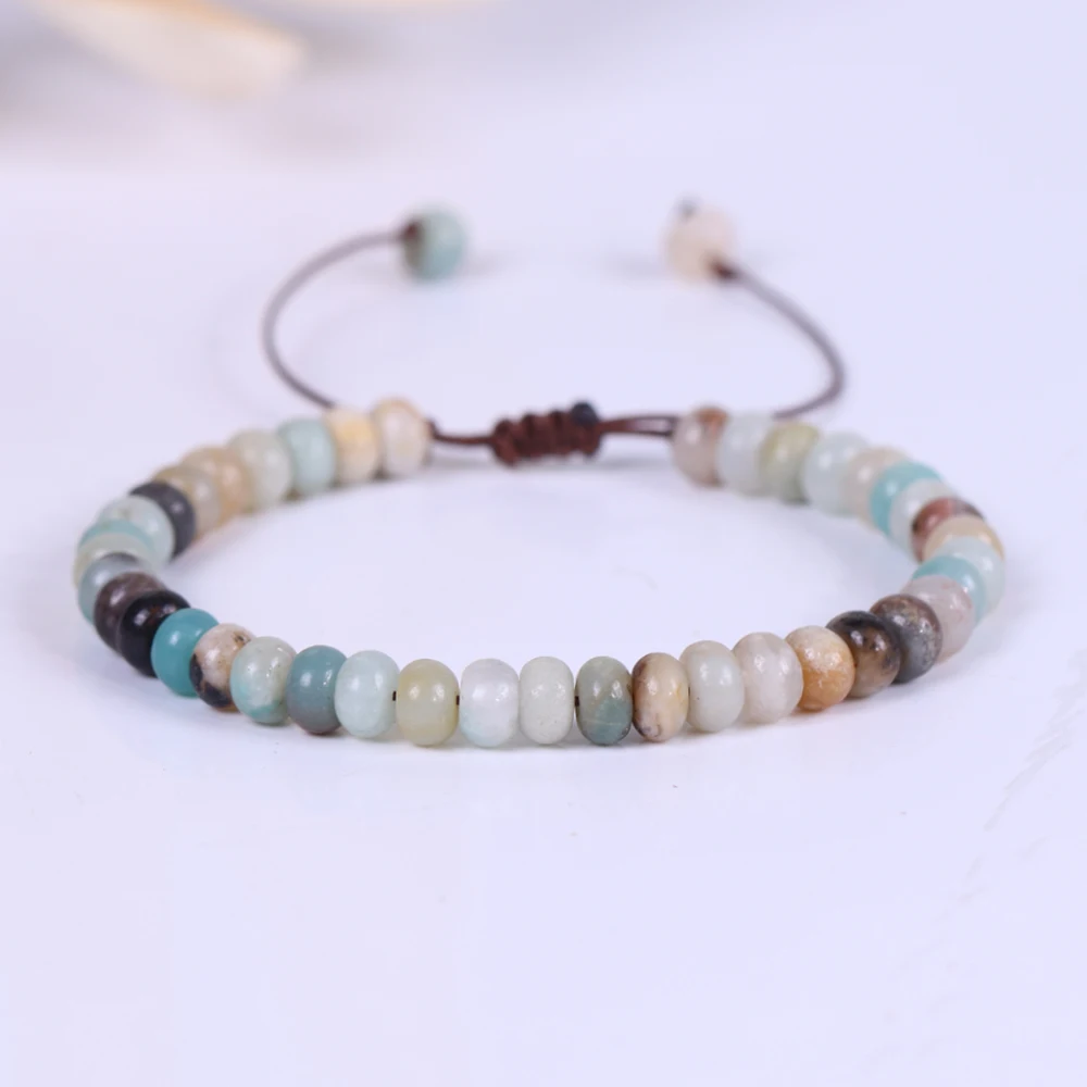 

Handmade Braided Bracelet Charm Natural Stones Amazon Stone Pulsera Bangles Amazonite Beads Men Women Chic Bracelets Unisex