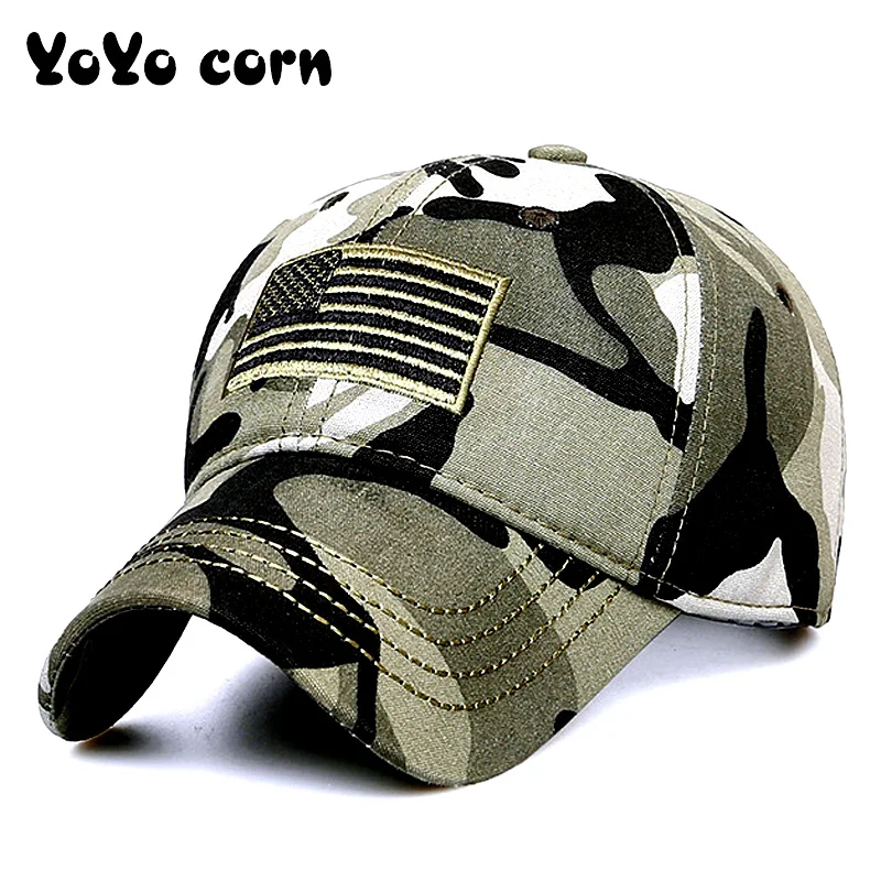 YOYOCORN мужские и wo мужские уличные камуфляжные Пешие прогулки бейсболки унисекс козырек Панама вышивка флаг Американский флаг шляпа