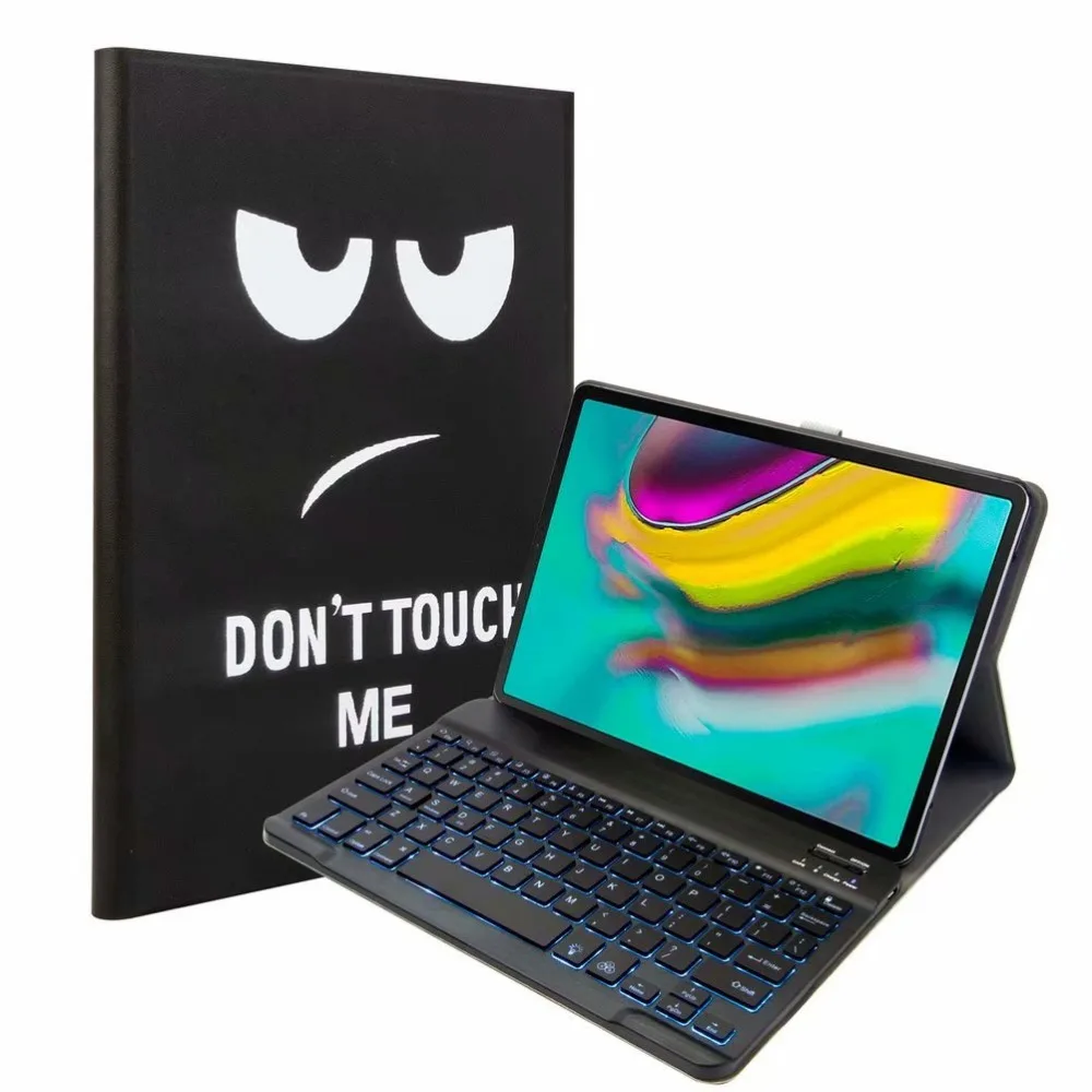 Bluetooth клавиатура чехол для Samsung Galaxy Tab A 10,1 T720 T725 планшет ткань с 7 подсветкой Клавиатура с подсветкой крышка+ ручка+ пленка