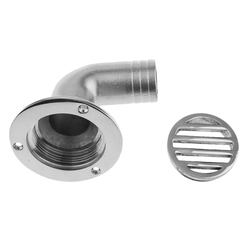 38MM Marine Boat Deck Drain 90 Degree Heavy Duty Stainless Steel Hardware
