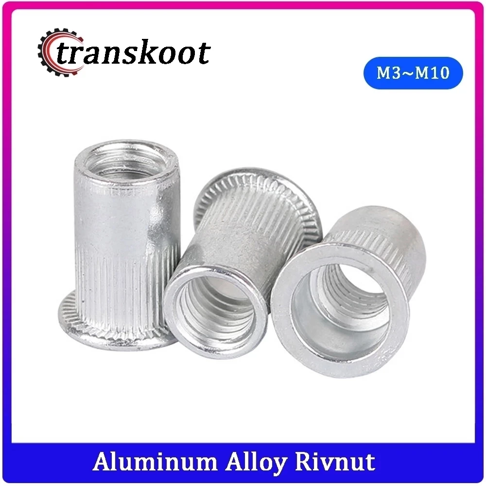 Aluminum Thread nut Nutsert M4/M5/M6/M8 Set Large flange Knurled body Industrial