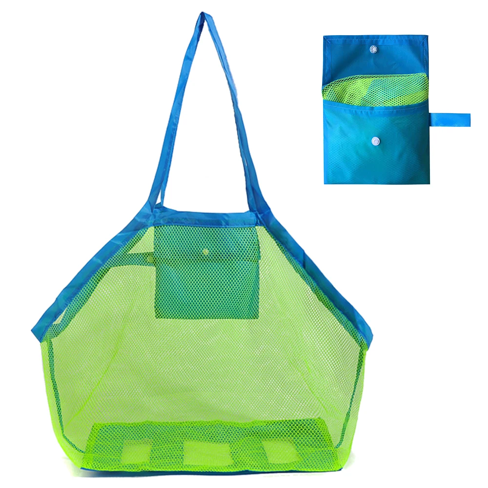 Foldable Portable Beach Bag Kids Children Mesh Storage Bag Outdoor Beach Park Swimming Toys Towel Clothes Organizer Swimming Bag