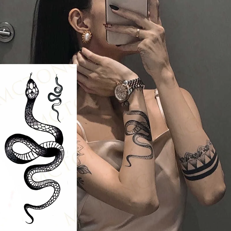 Black Middle Size Arm Temporary Tattoo Stickers Snake For Woman Men Body Waist Long Lasting Waterproof Dark Tattoos Temporary Tattoos Aliexpress Black Middle Size Arm Temporary Tattoo Stickers Snake For Woman Men Body Waist Long Lasting Waterproof Dark Tattoos Temporary Tattoos Aliexpress