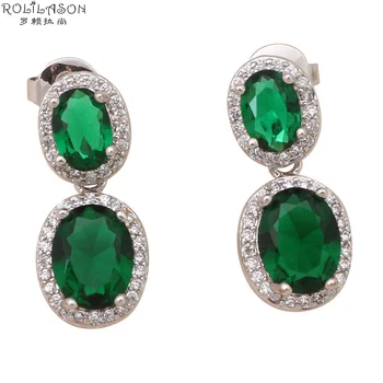 

bijoux femme Top sell Peridot Zirconia Stud Earrings Popular Silver filled Green Crystal Wonderful fashion jewelry JE900