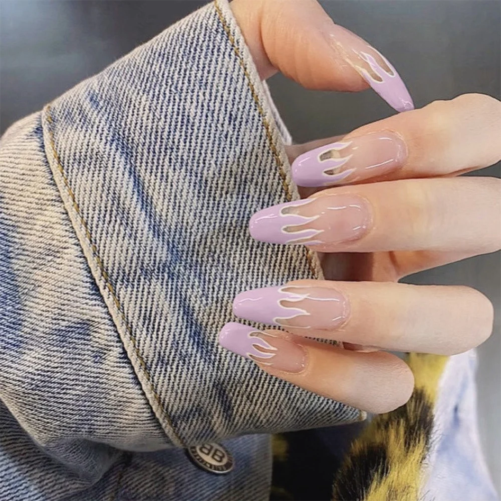 24 Adet Yanl Nails Tutkal Ile Frans z Takma T rnak T rnaklar zerinde 