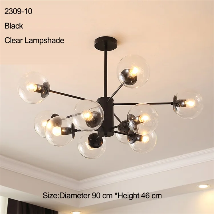 10 light black clear Волшебная молекулярная структура бобов стеклянная люстра для спальни гостиной украшения для комнаты светильники французская страна - Цвет абажура: 10 light black clear