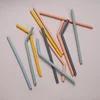 Reusable Solid Color Silicone Straws Food Grade Foldable Flexible Bent Straight Drinking Straws Kids' Party Supplies Bar Tools 2