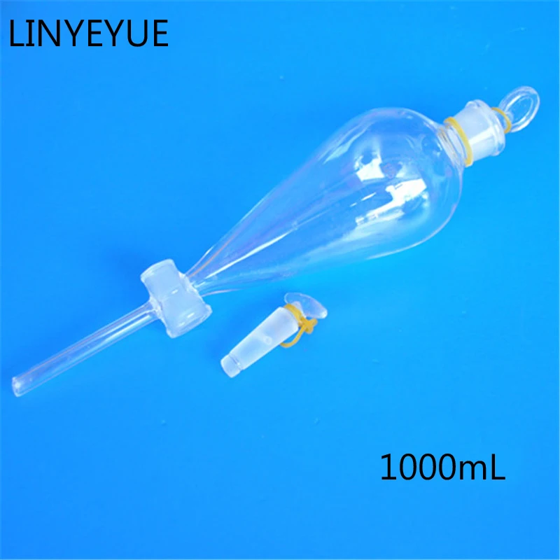 2 Pieces/pack 1000ml Glass Separating Funnel With Glass Stopper Screw