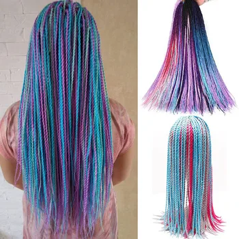 

Ombre Senegalese Twist Hair Crochet braids 30 Roots/pack 24 inch Synthetic Braiding Hair for Women grey,blue,pink,,brown,black