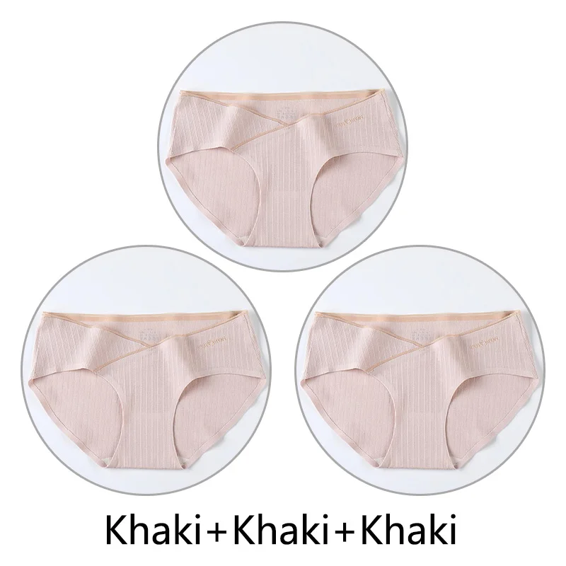 Khaki Khaki Khaki Комплект из 3 предметов, V-образный Нижнее Белье для беременных Мягкий Хлопок Женщины трусы беременности и родам дышащие трусы с низкой талией Нижнее белье - Цвет: Khaki Khaki Khaki
