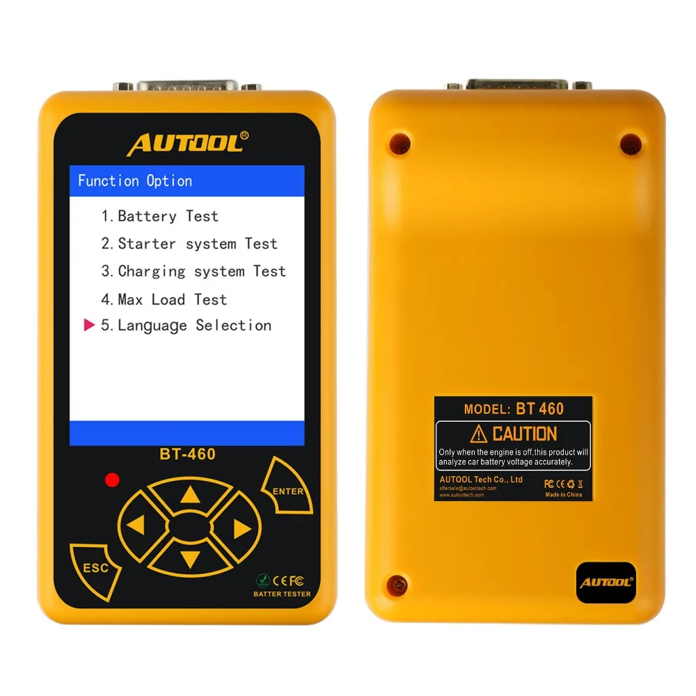 

AUTOOL BT460 Car Battery Tester 12V 24V Heavy Duty Auto Battery Test Analyzer Multi-Languages Vehicle Cell Testing Repair Tools