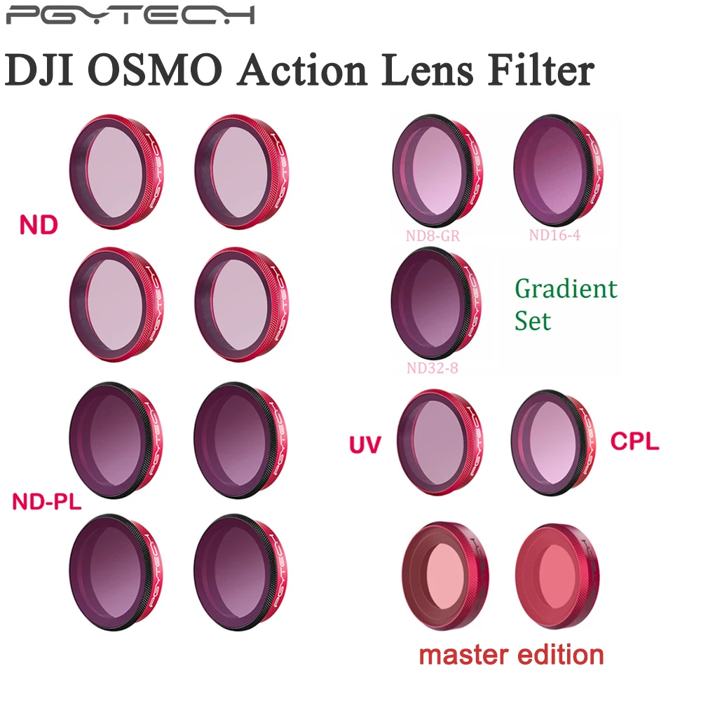 PGYTECH Osmo Action Lens Filter ND8/16/32/64 ND-PL CPL UV Pro Version Master For DJI OSMO Camera Accessories | Электроника