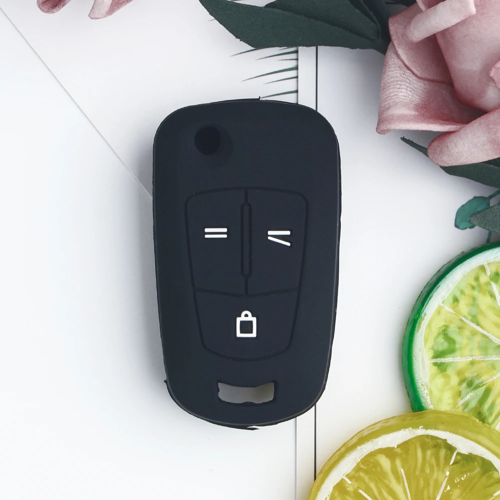 KEYYOU 30 шт. флип Силиконовый Брелок чехол для Vauxhall Opel Vectra Corsa Astra Signum складной 3 кнопки дистанционного ключа автомобиля оболочки - Название цвета: Черный