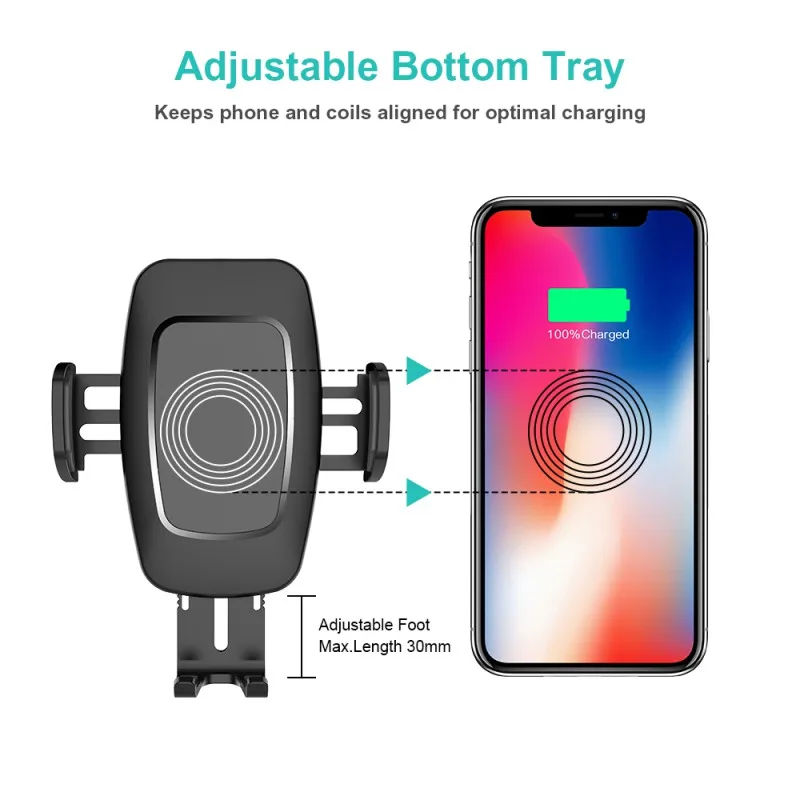 10W Qi Wireless Car Charger Phone Holder Fast Charging Automatic Clamping Car Mount For iPhone XS XR X 8 Samsung S10 S9 S8