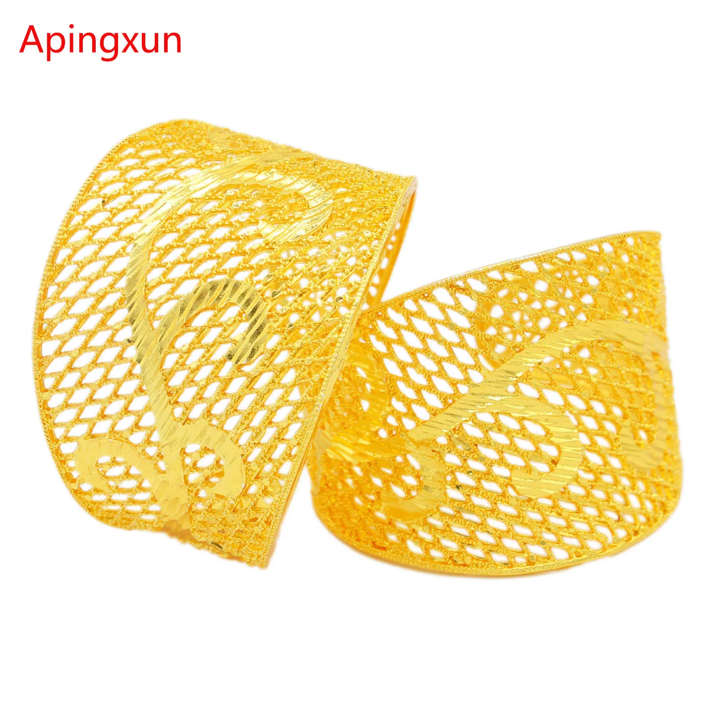 Apingxun 2021 New Bracelet 24K Gold Color Dubai Bangle Ethiopian African Women Bridal Wedding Jewelry Party Gift 0324-6 | Украшения и