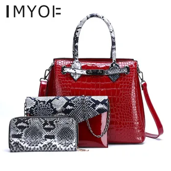 

3pcs/Set PU Leather Handbags Women Large Capacity Bag Fashion Crocodile Pattern Shoulder Messenger Bag Sac A Main Femme