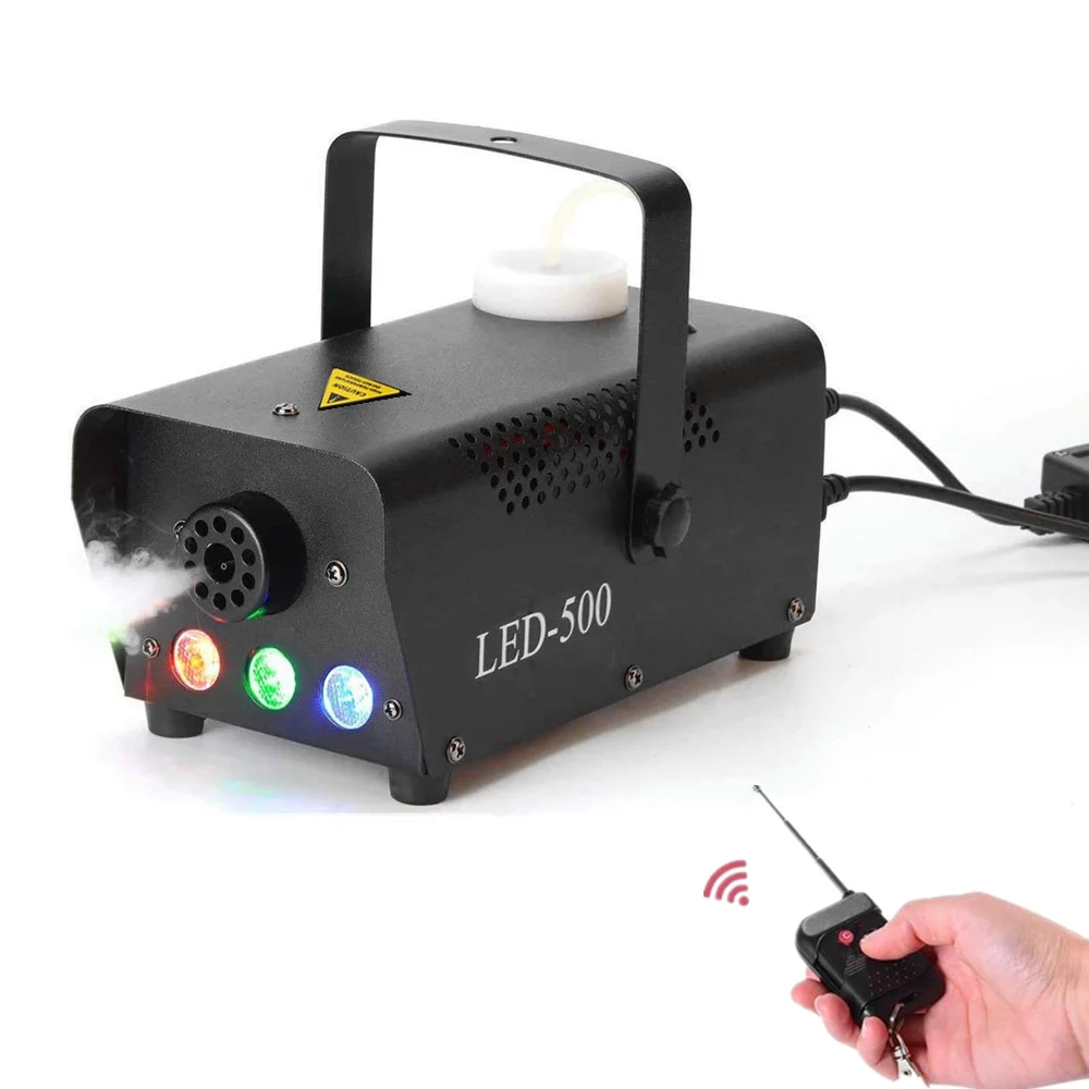 

LED Fog Machine,Portable Remote Control Colorful Stage Fogger Ejector With RGB LED Lights For Wedding Party, 500W Smoke Machine